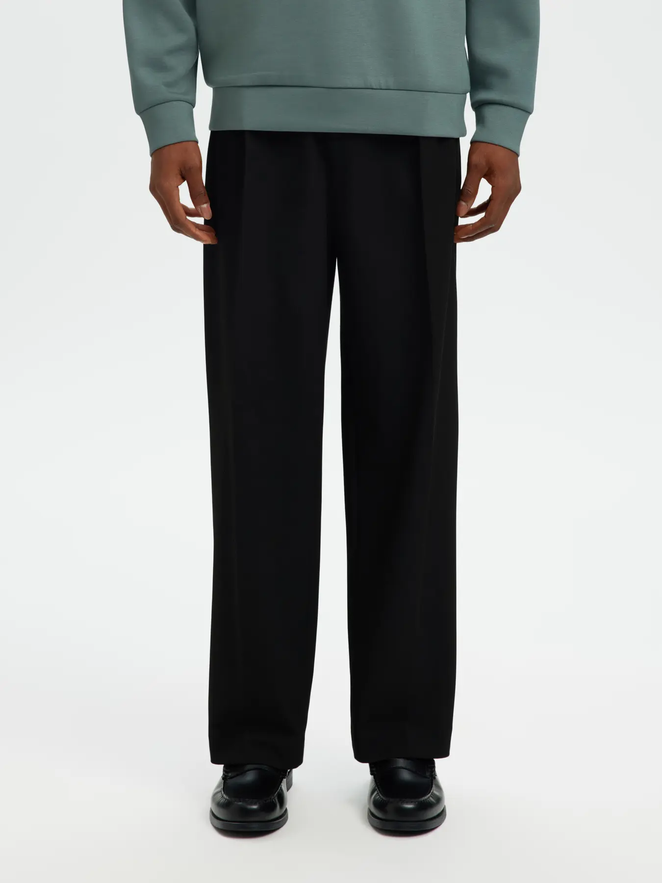 Selected miesten housut, SLH LOOSE FINN FLEX PANTS Black