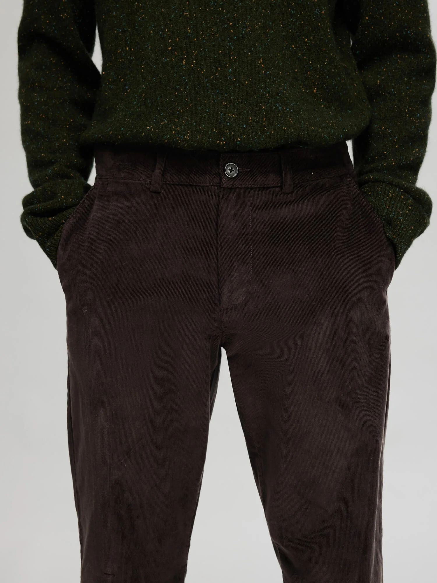 Selected Miesten Housut, STRAIGHT MILES CORD PANT NOS Tummanruskea - Image 4
