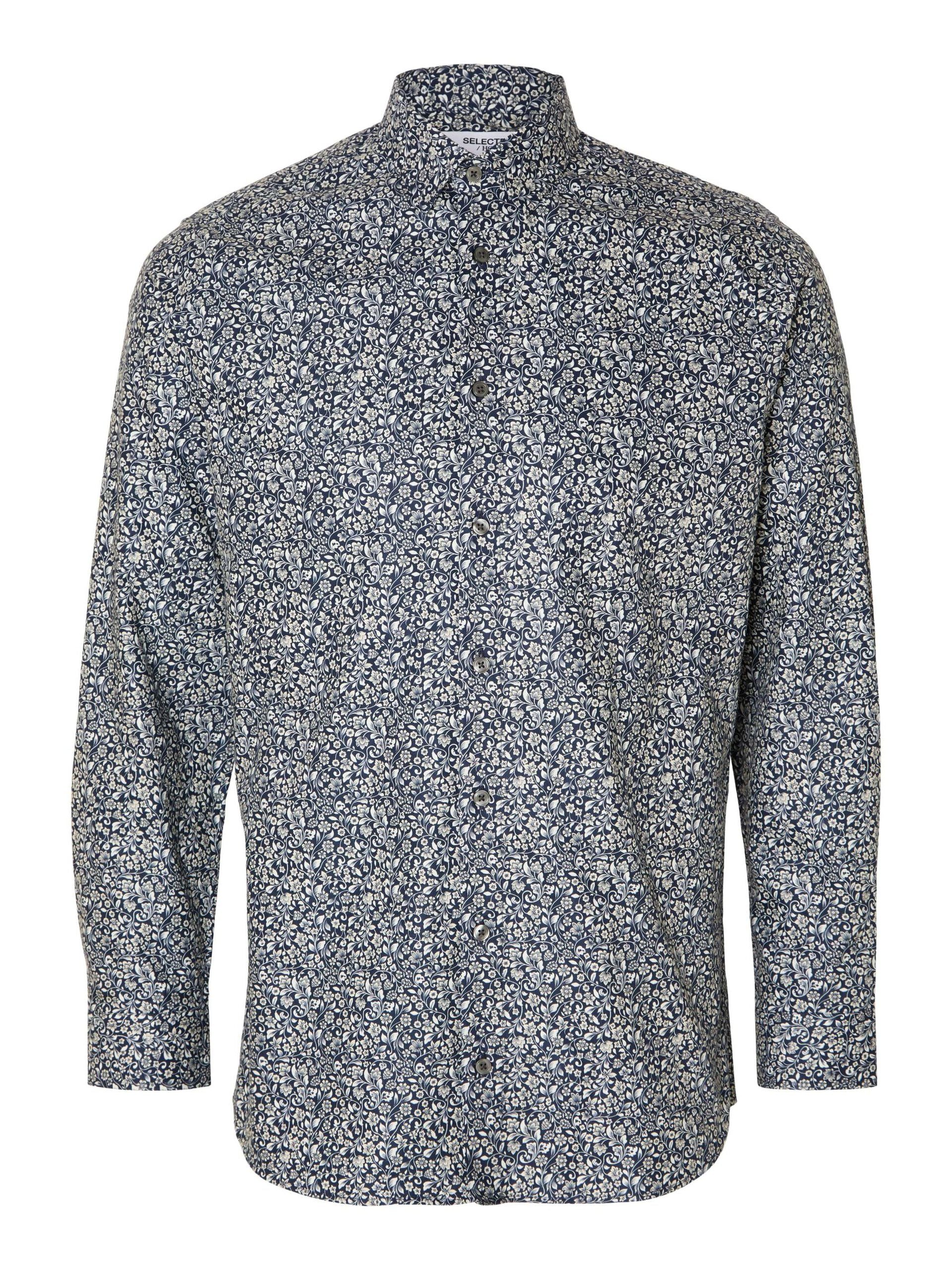 Selected Miesten Kauluspaita Ethan Aop Shirt Nos  Sininen Kuosi