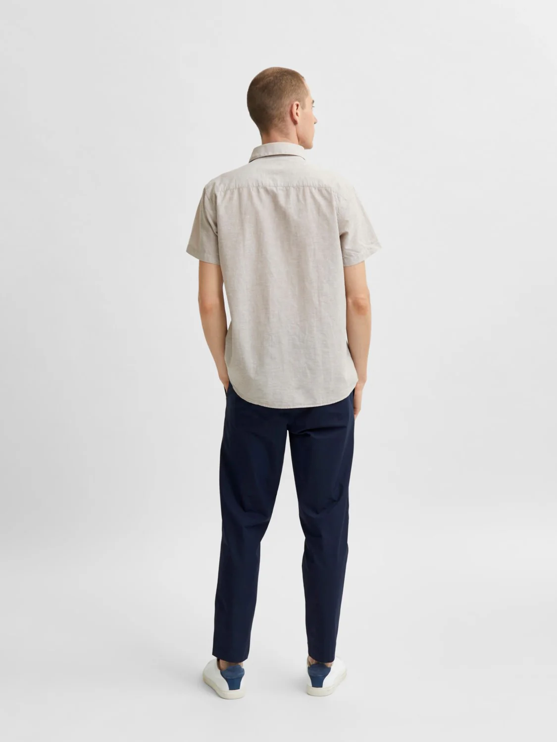 Selected Miesten Kauluspaita NEW LINEN SHIRT Hiekka - Image 2