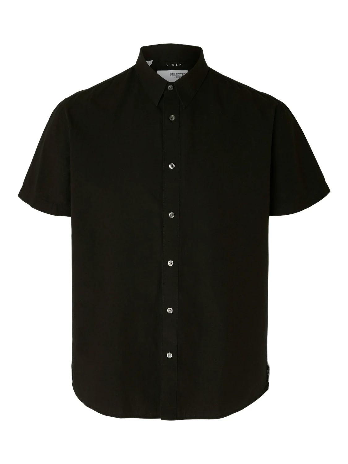 Selected Miesten Kauluspaita NEW LINEN SHIRT Musta - Image 3