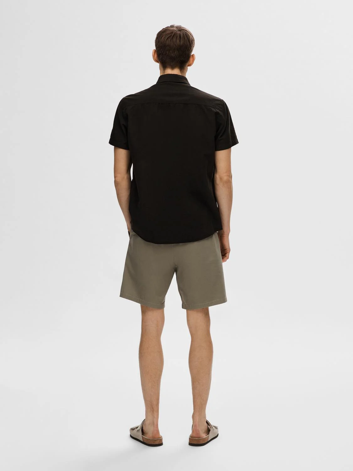 Selected Miesten Kauluspaita NEW LINEN SHIRT Musta - Image 4