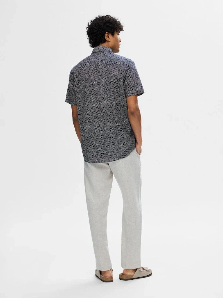 Selected Miesten Kauluspaita NEW LINEN SHIRT Sininen Kuosi - Image 2
