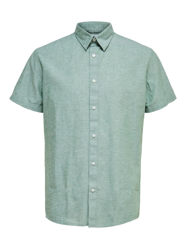 Selected Miesten Kauluspaita NEW LINEN SHIRT Vihreä - Image 2