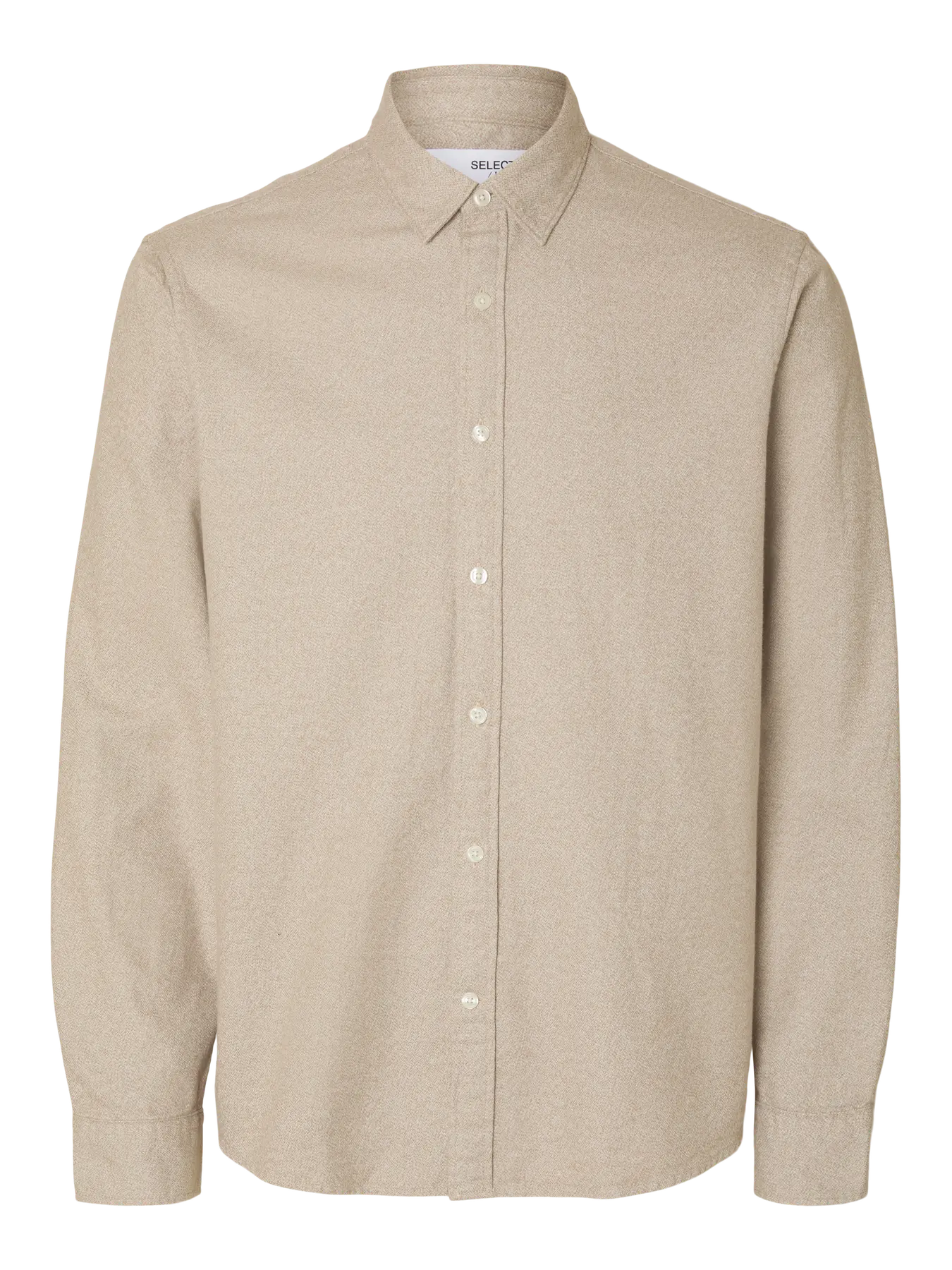 Selected miesten kauluspaita, REG NOAH BRUSHED TWIST SHIRT Egret Twisted Chinchilla - Image 3