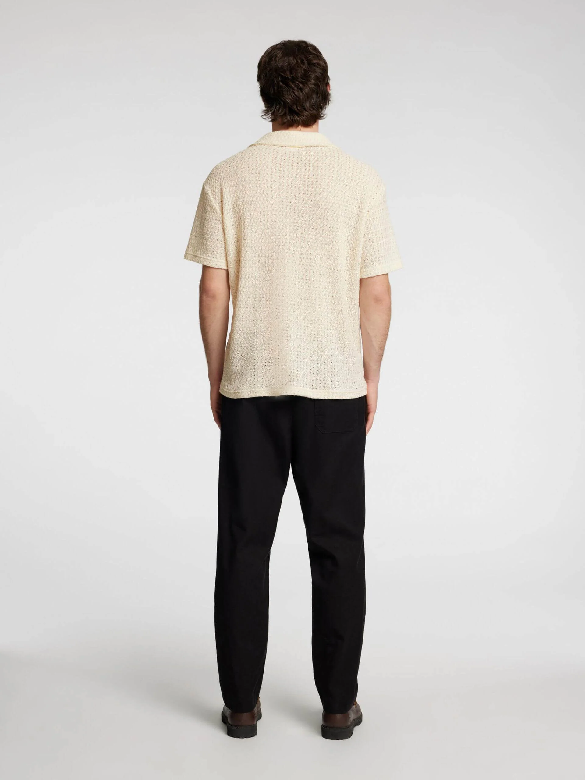 Selected miesten kauluspaita, RELAX BANE SS JERSEY SHIRT Luonnonvalkoinen - Image 2