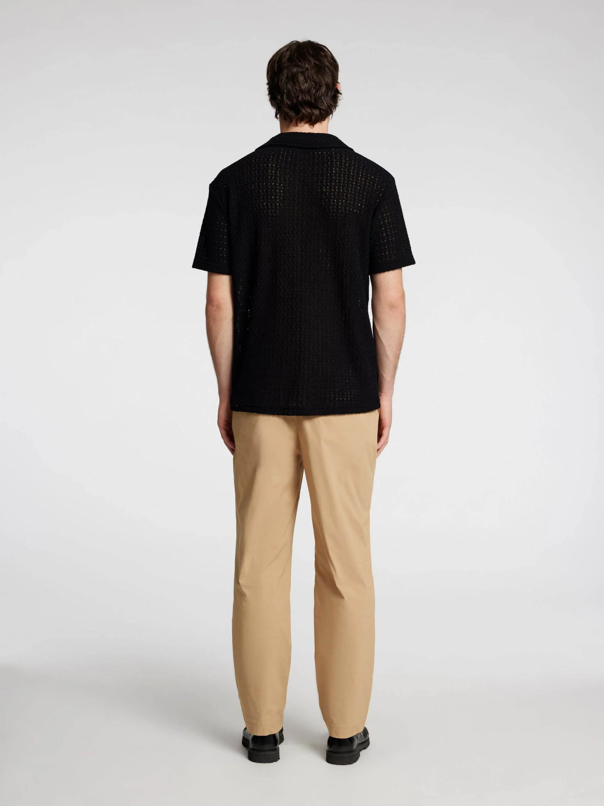 Selected miesten kauluspaita, RELAX BANE SS JERSEY SHIRT Musta - Image 2