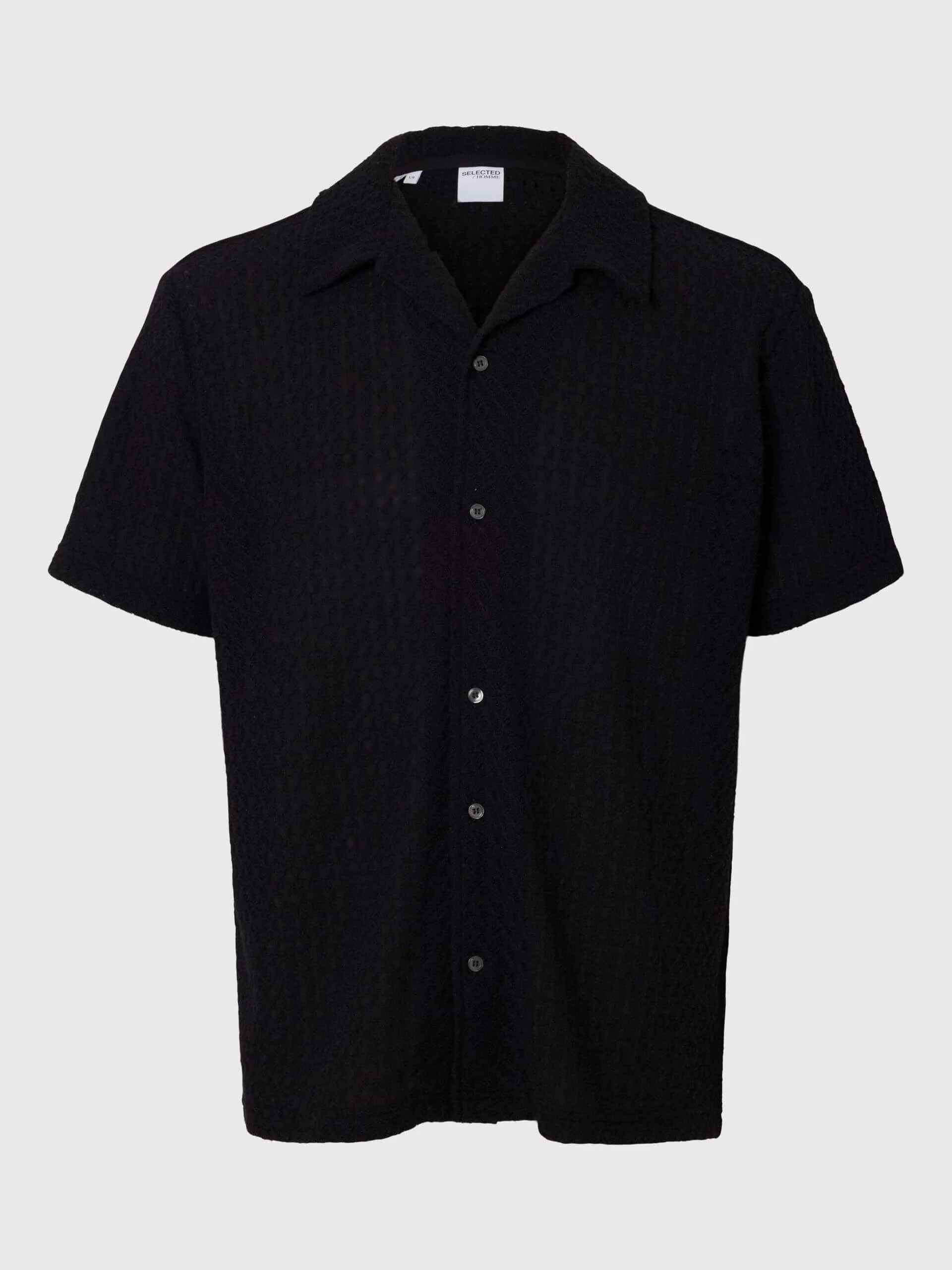 Selected miesten kauluspaita, RELAX BANE SS JERSEY SHIRT Musta - Image 3