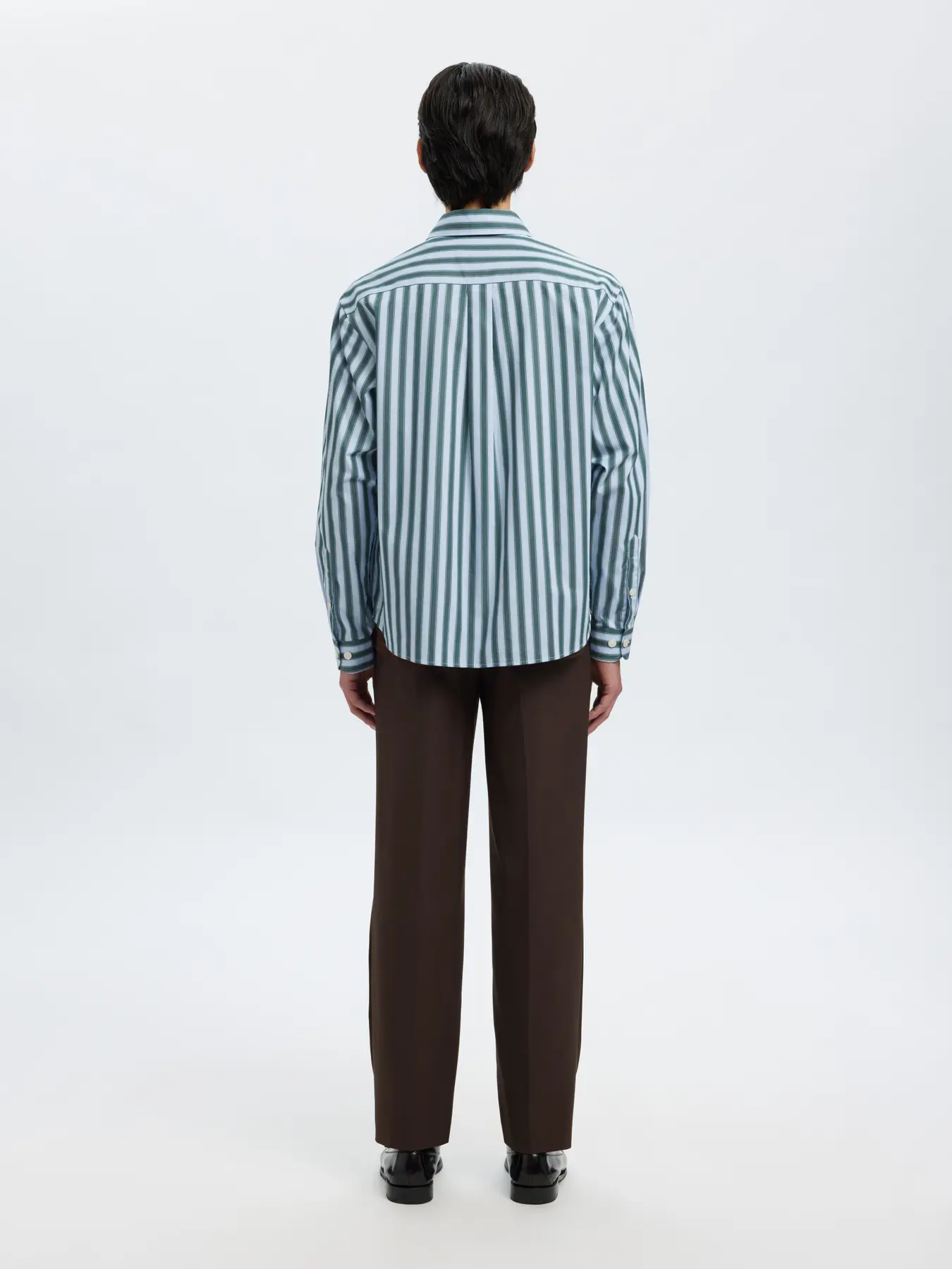 Selected miesten kauluspaita, SLHRLXHENRIC STRIPE LS SHIRT Dark Green Multi Stripes - Image 2