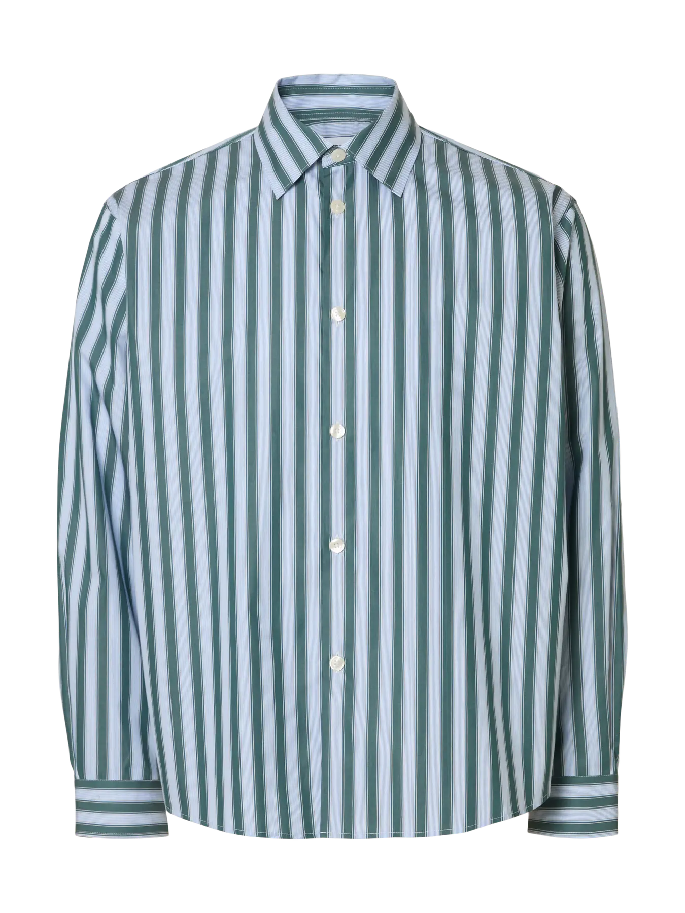 Selected miesten kauluspaita, SLHRLXHENRIC STRIPE LS SHIRT Dark Green Multi Stripes - Image 3
