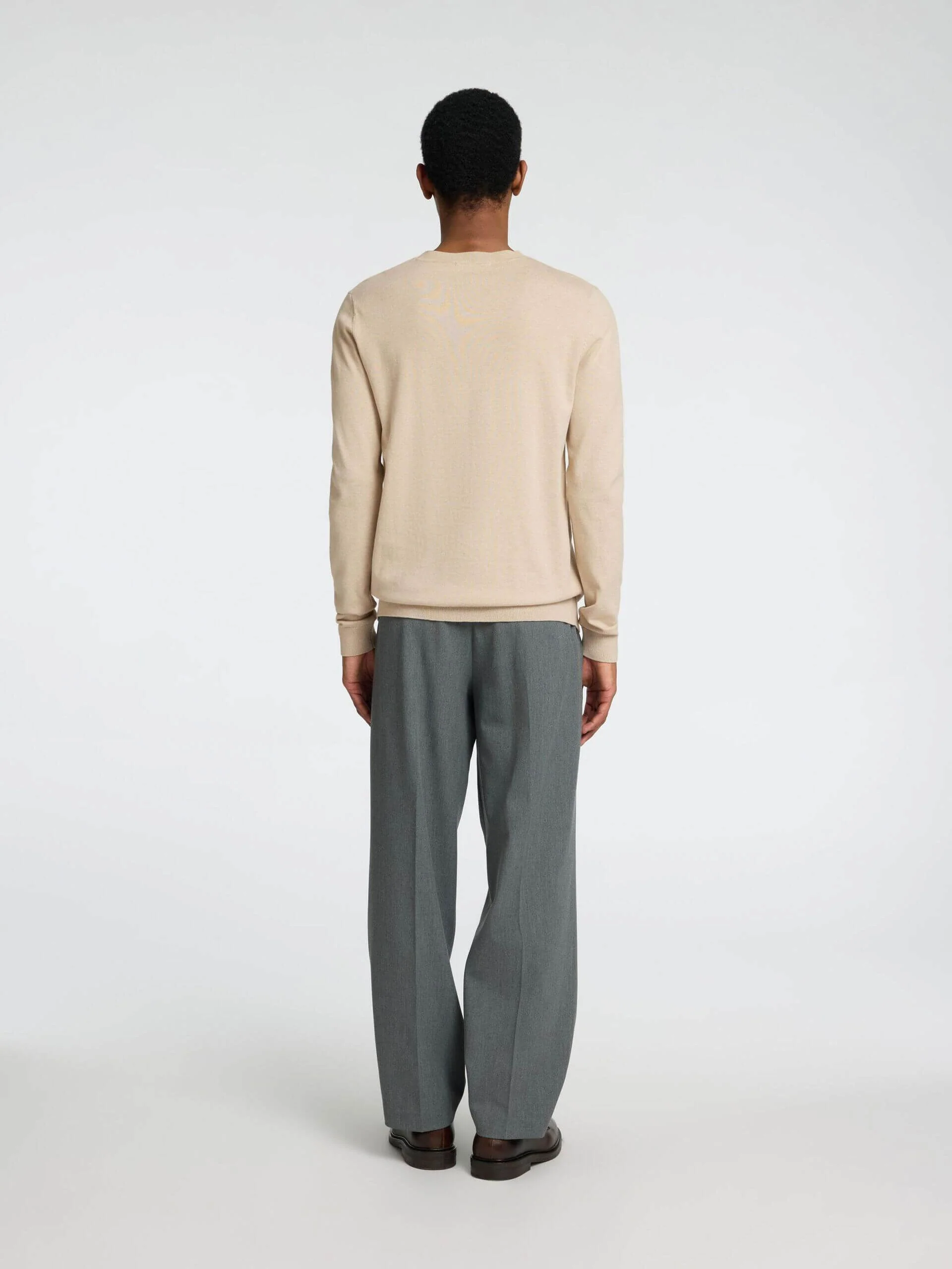 Selected miesten neule BERG CREW NECK OATMEAL  Hiekka - Image 2
