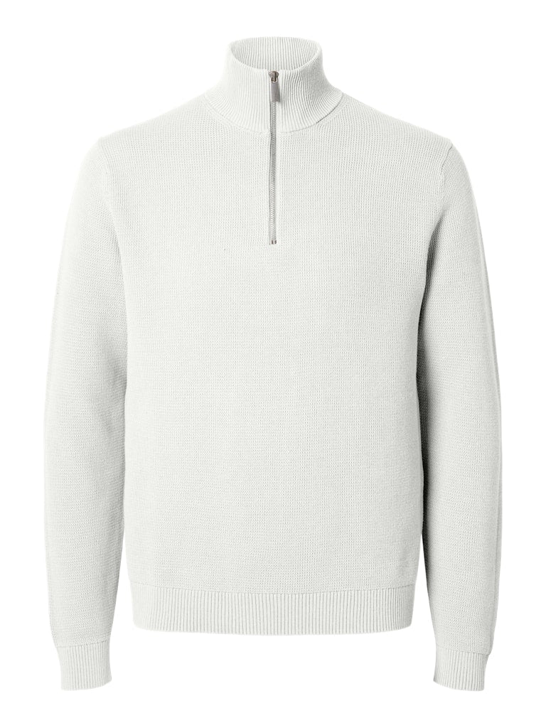 Selected Miesten Neulepusero, DANE LS KNIT STRUCTURE HALF ZIP Bright White