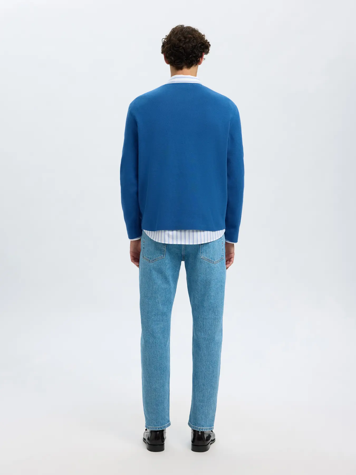 Selected miesten neulepusero, MIKE LS KNIT RELAXED MOCK NECK Set Sail - Image 2