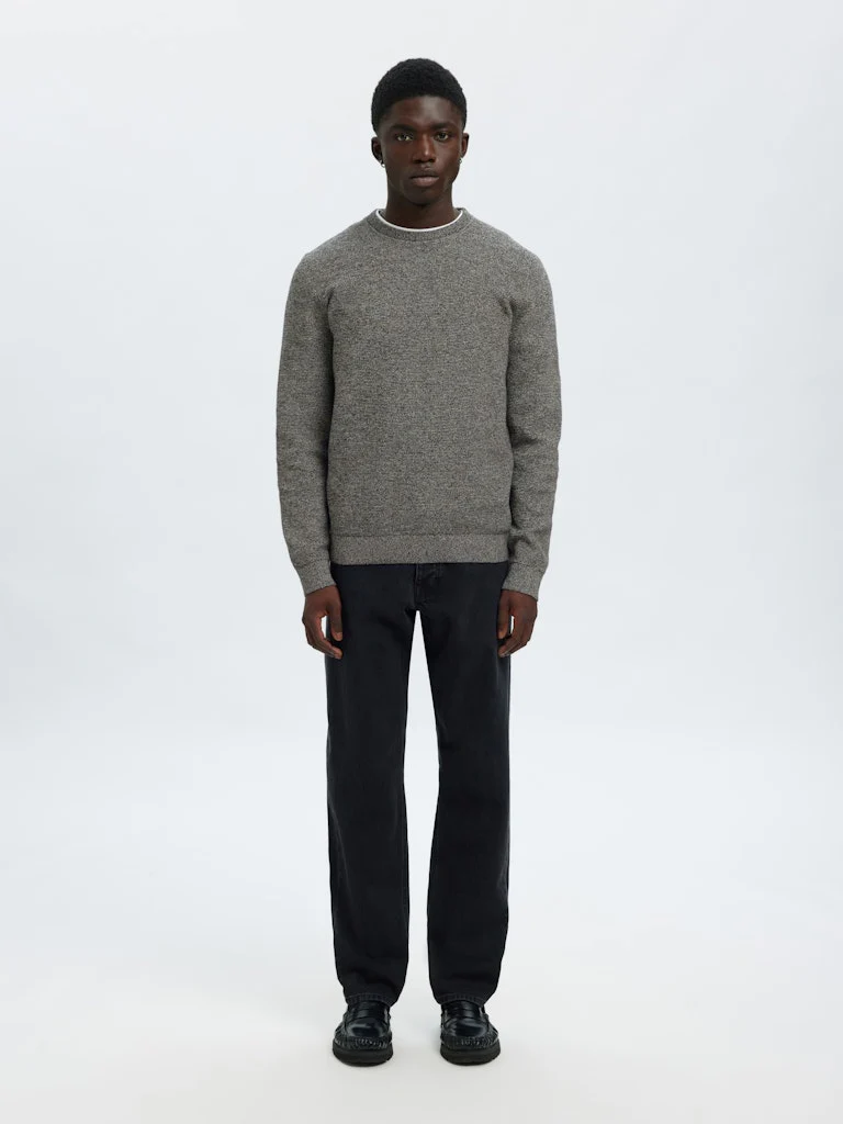 Selected Miesten Neulepusero, ROSS LS KNIT STRUCTURE NOS ORGANIC COTTO Black Moonstruck Twi - Image 2
