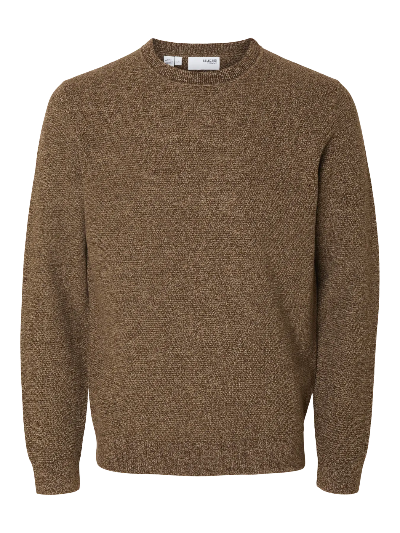 Selected Miesten Neulepusero, ROSS LS KNIT STRUCTURE NOS ORGANIC COTTO Demitasse Melange - Image 3
