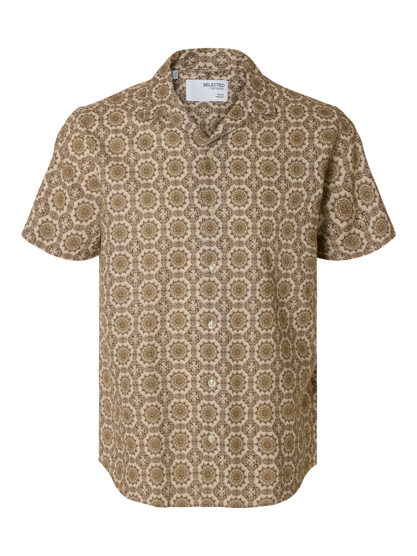 Selected Miesten Paita NEW LINEN SHIRT RESORT Ruskea Kuosi - Image 3