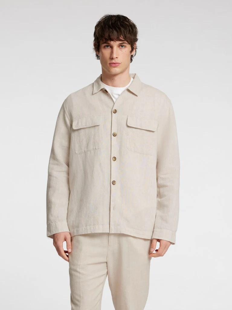 Selected miesten paitatakki, LEROY SUN OVERSHIRT Beige