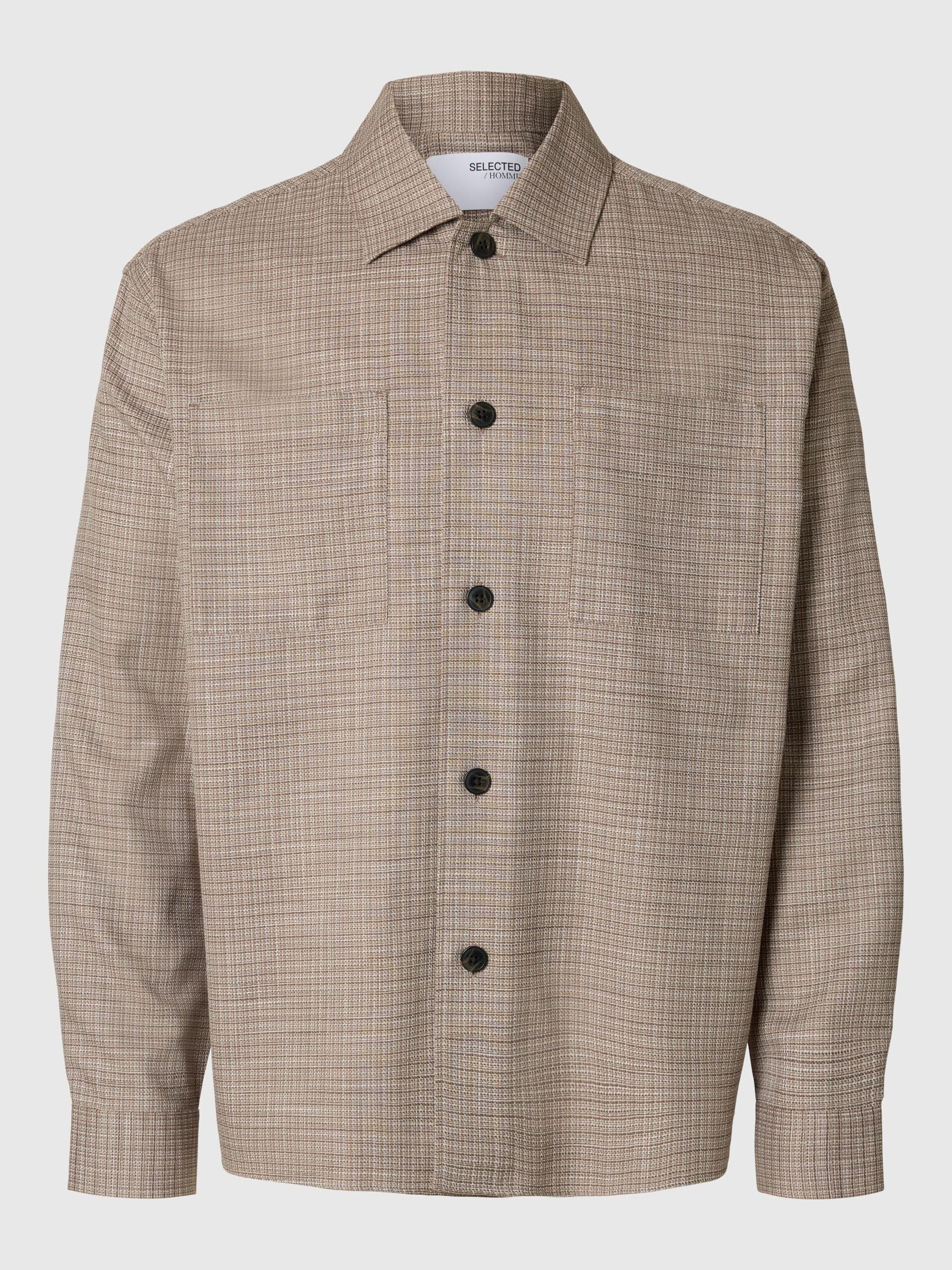 Selected miesten paitatakki, RELAX HENRY OVERSHIRT Ruskea Kuosi - Image 3