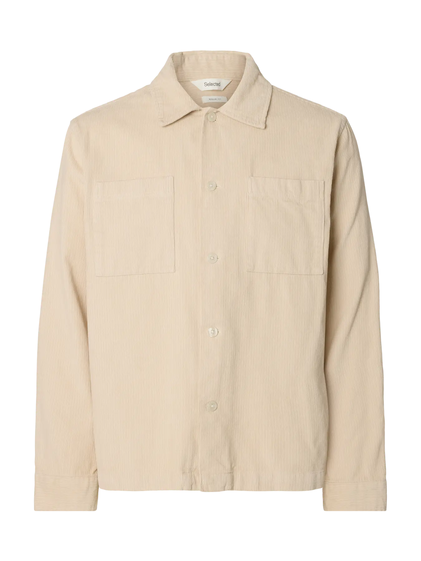 Selected miesten paitatakki, SLHREGTATE CORD OVERSHIRT Oatmeal - Image 3