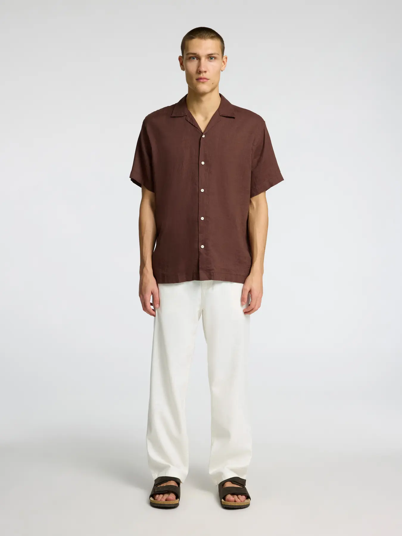 Selected miesten pellavasekoitehousut, K LOOSE BRODY LINEN PANT  Valkoinen