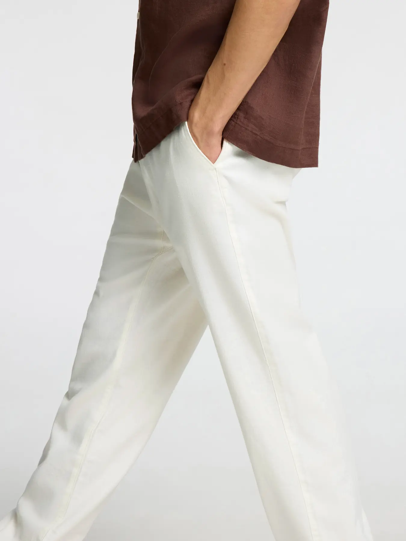 Selected miesten pellavasekoitehousut, K LOOSE BRODY LINEN PANT  Valkoinen - Image 4