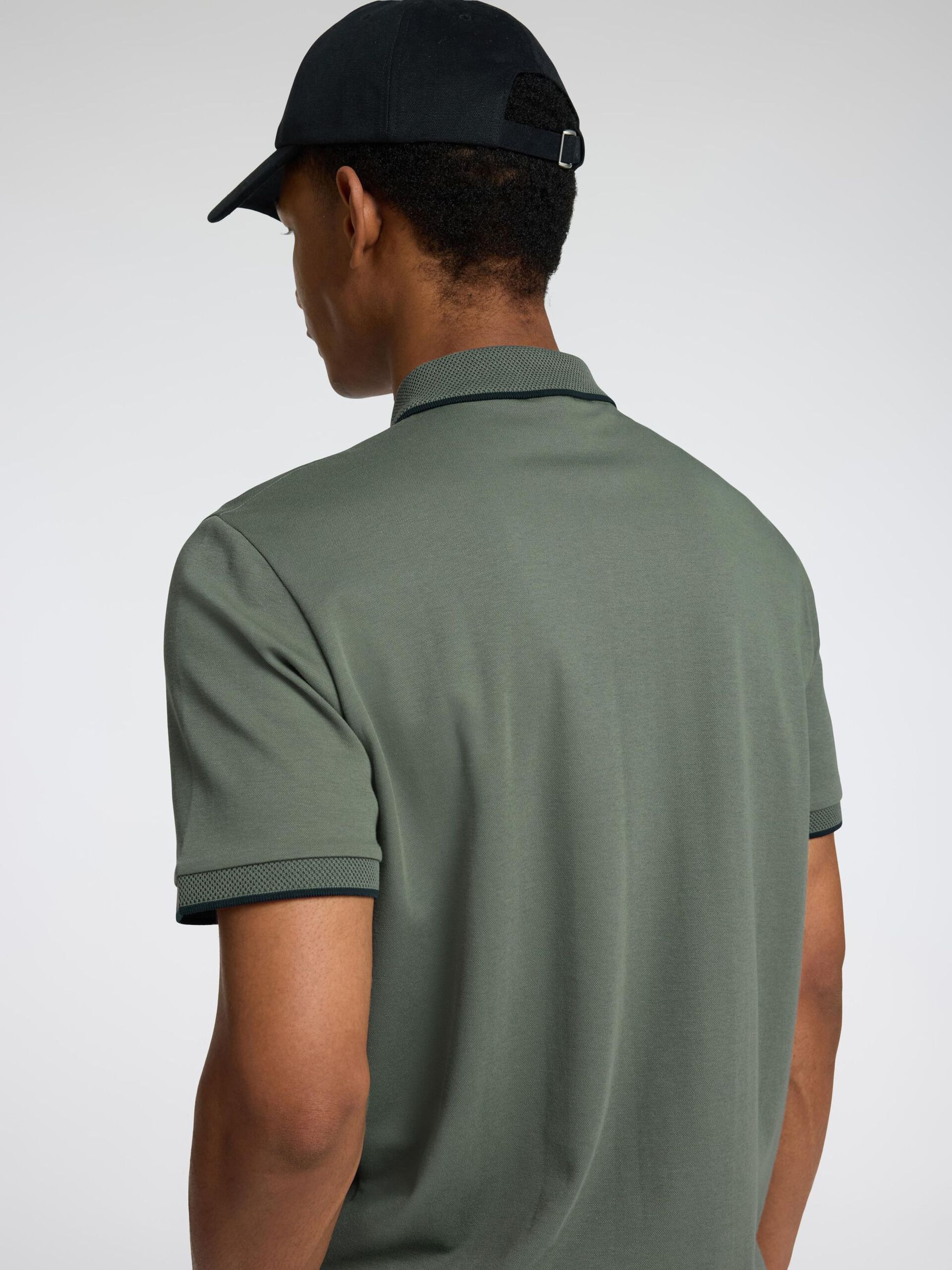 Selected miesten pikeepaita, FAVE SPORT ZIP SS POLO Khaki - Image 2