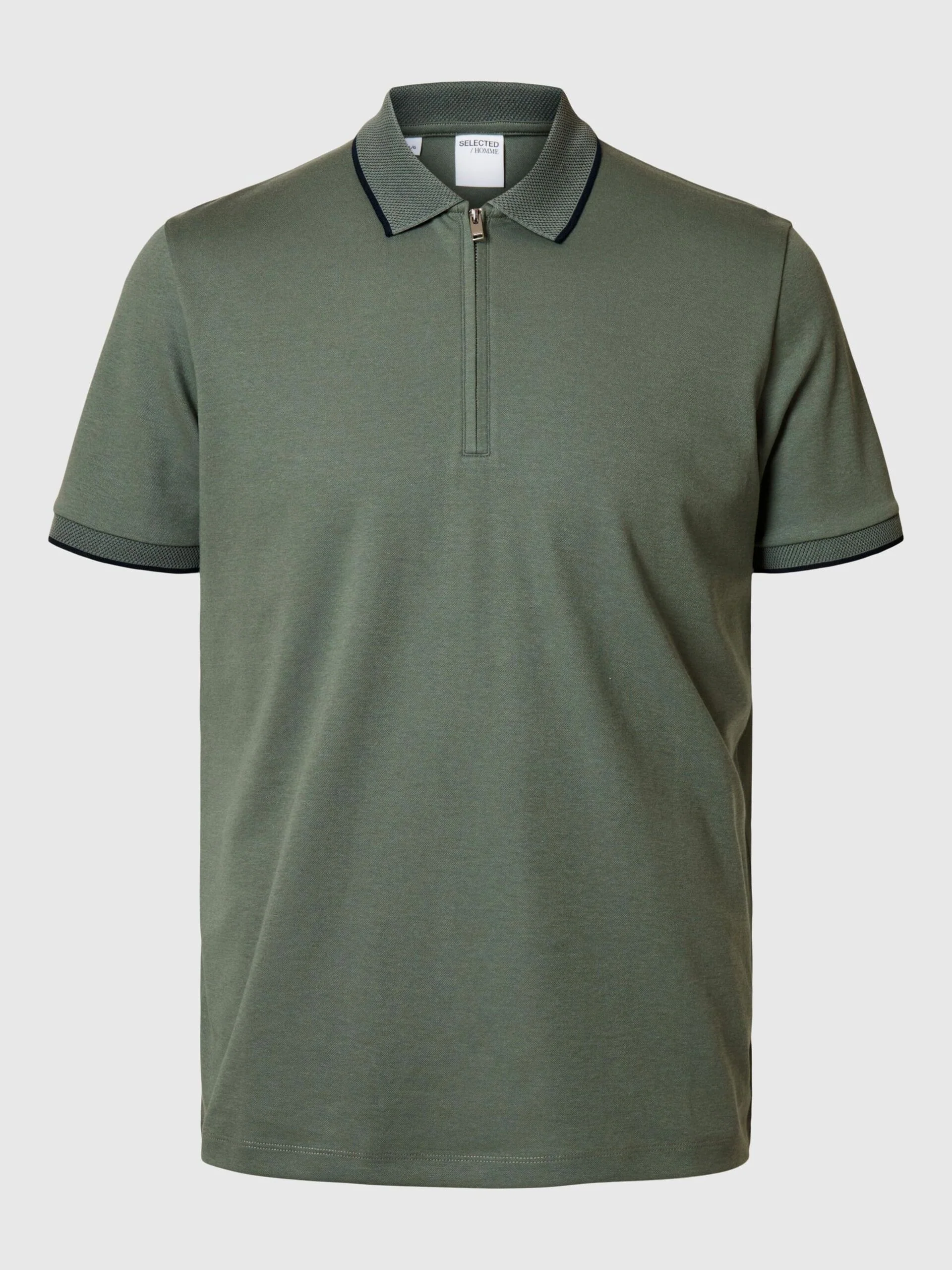 Selected miesten pikeepaita, FAVE SPORT ZIP SS POLO Khaki - Image 3