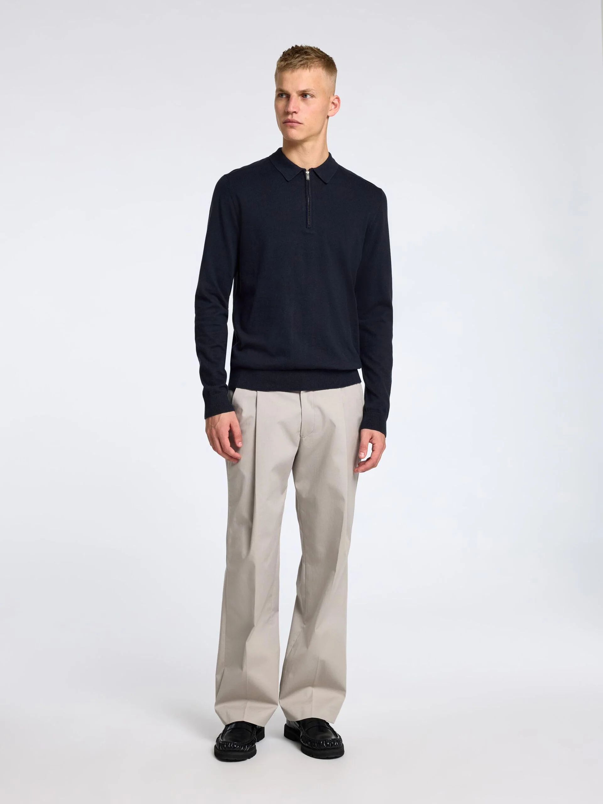 Selected miesten pitkähihainen pikeepaita, SLHBERG LS HALF ZIP POLO Tummansininen - Image 2