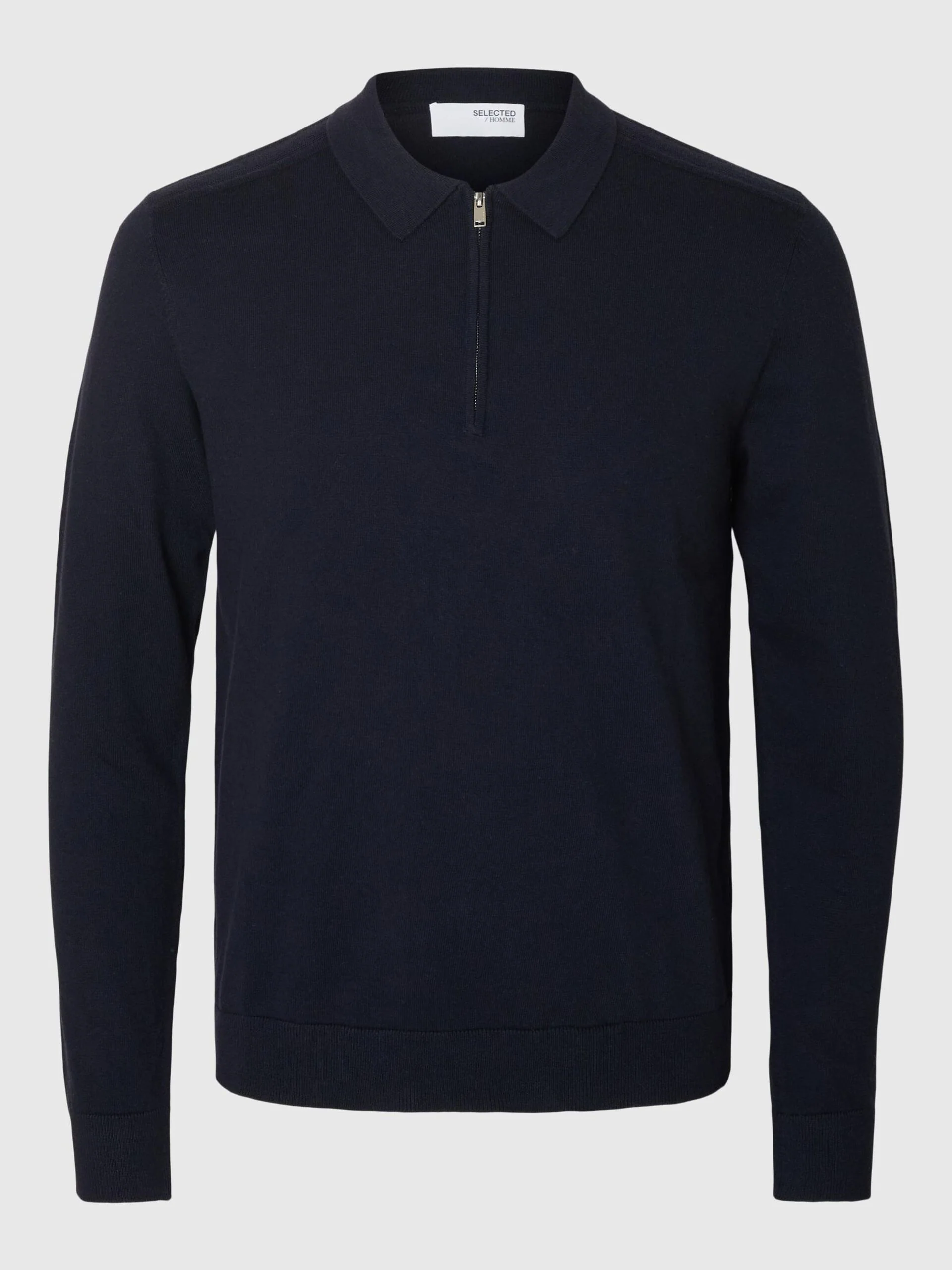 Selected miesten pitkähihainen pikeepaita, SLHBERG LS HALF ZIP POLO Tummansininen - Image 4