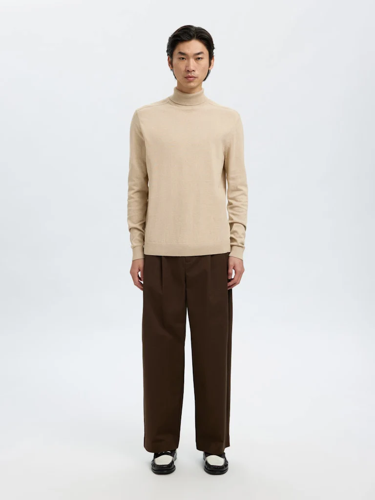 Selected, Miesten Pooloneule, Berg Roll Neck Oatmeal Melange - Image 2