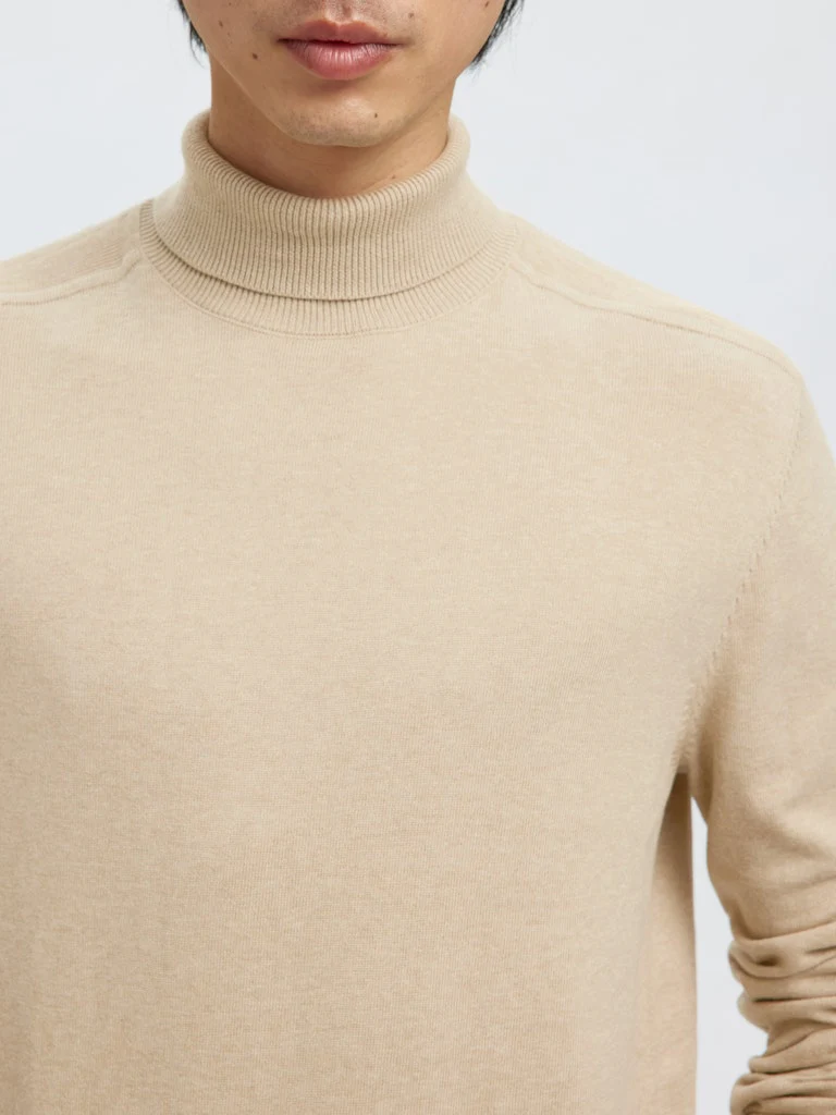 Selected, Miesten Pooloneule, Berg Roll Neck Oatmeal Melange - Image 3