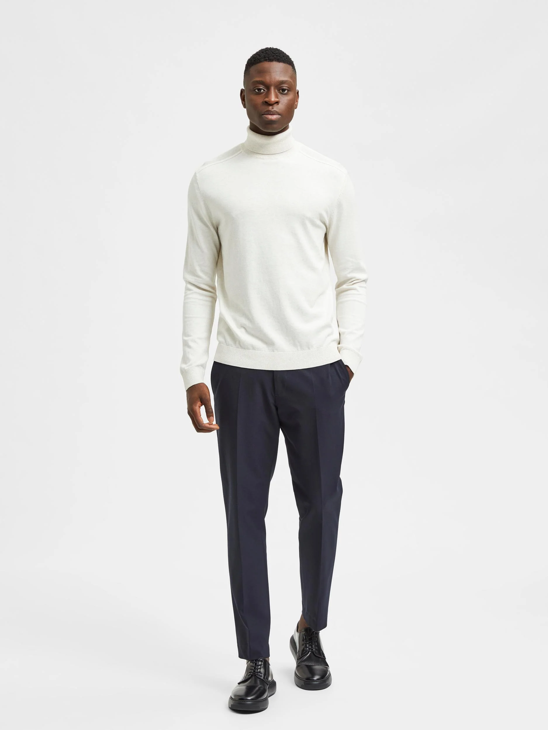 Selected, Miesten Pooloneule, Berg Roll Neck Valkoinen - Image 5