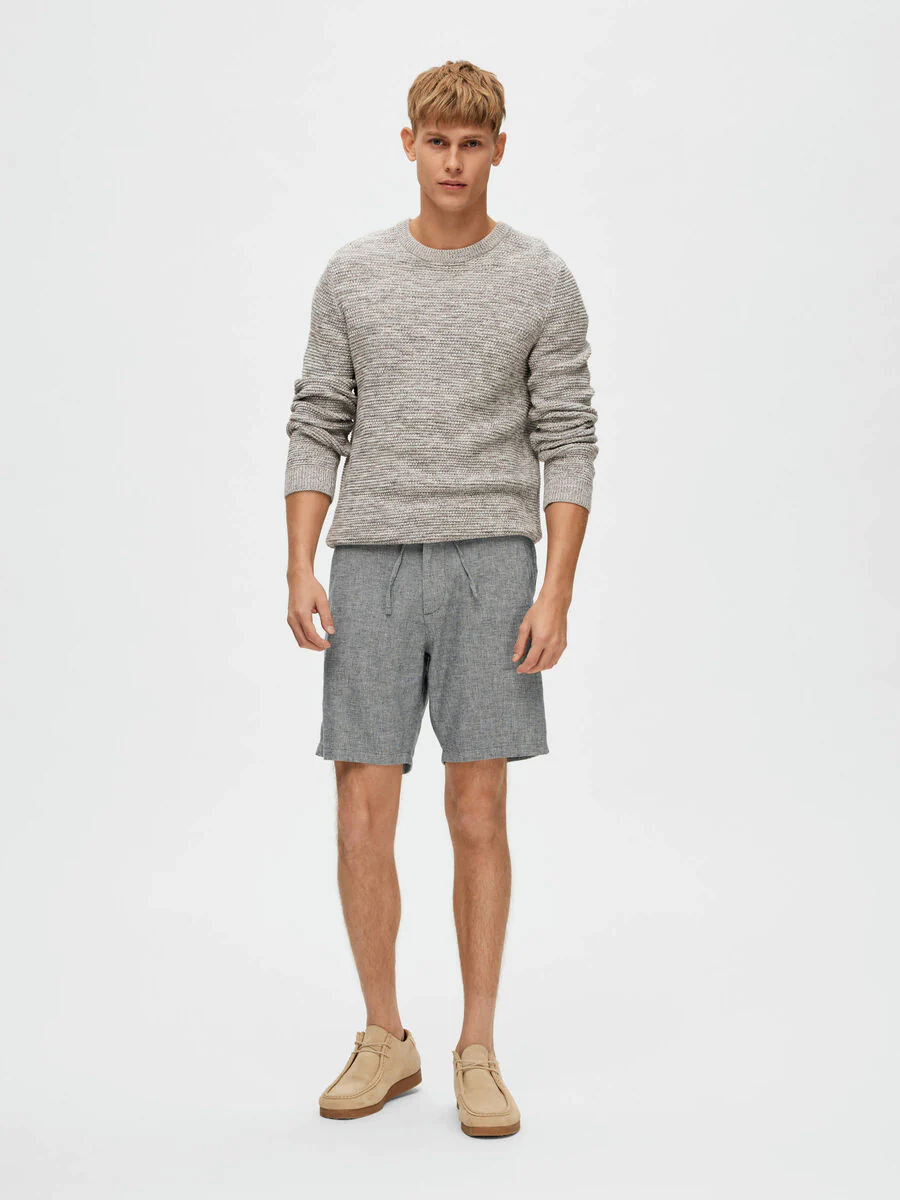 Selected Miesten Shortsit, COMFORT BRODY LINEN SHORTS Sininen Kuosi - Image 3