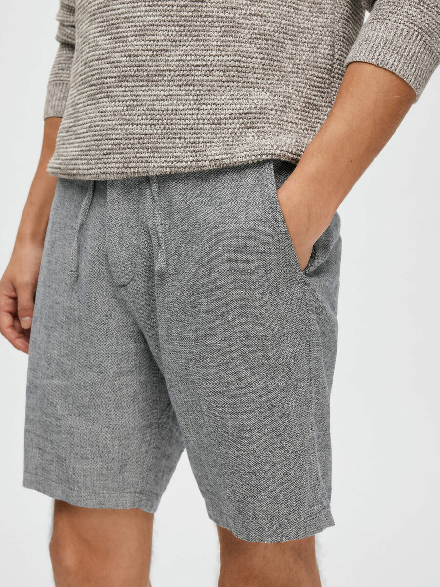 Selected Miesten Shortsit, COMFORT BRODY LINEN SHORTS Sininen Kuosi - Image 5