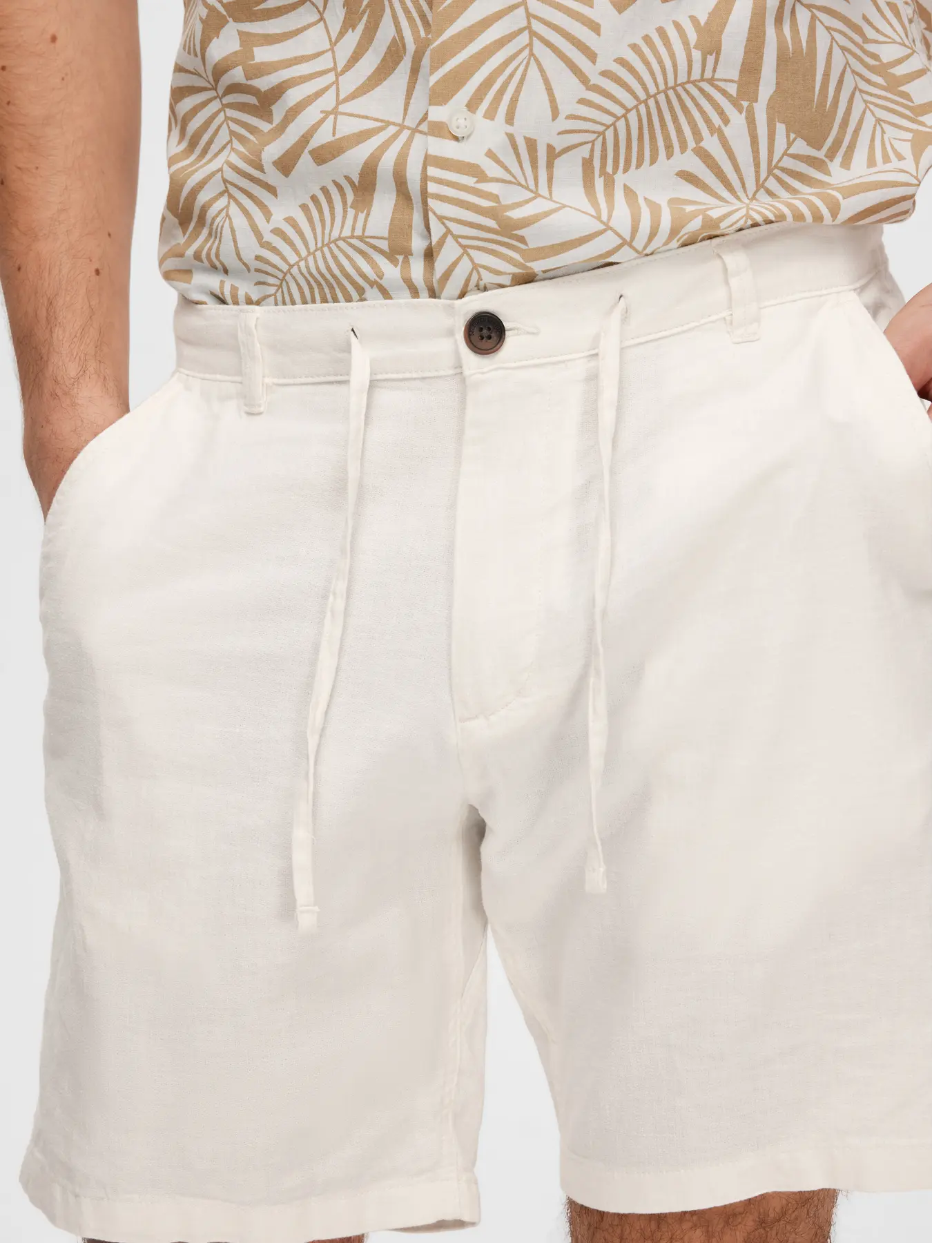 Selected miesten shortsit, COMFORT BRODY LINEN SHORTS Valkoinen - Image 4