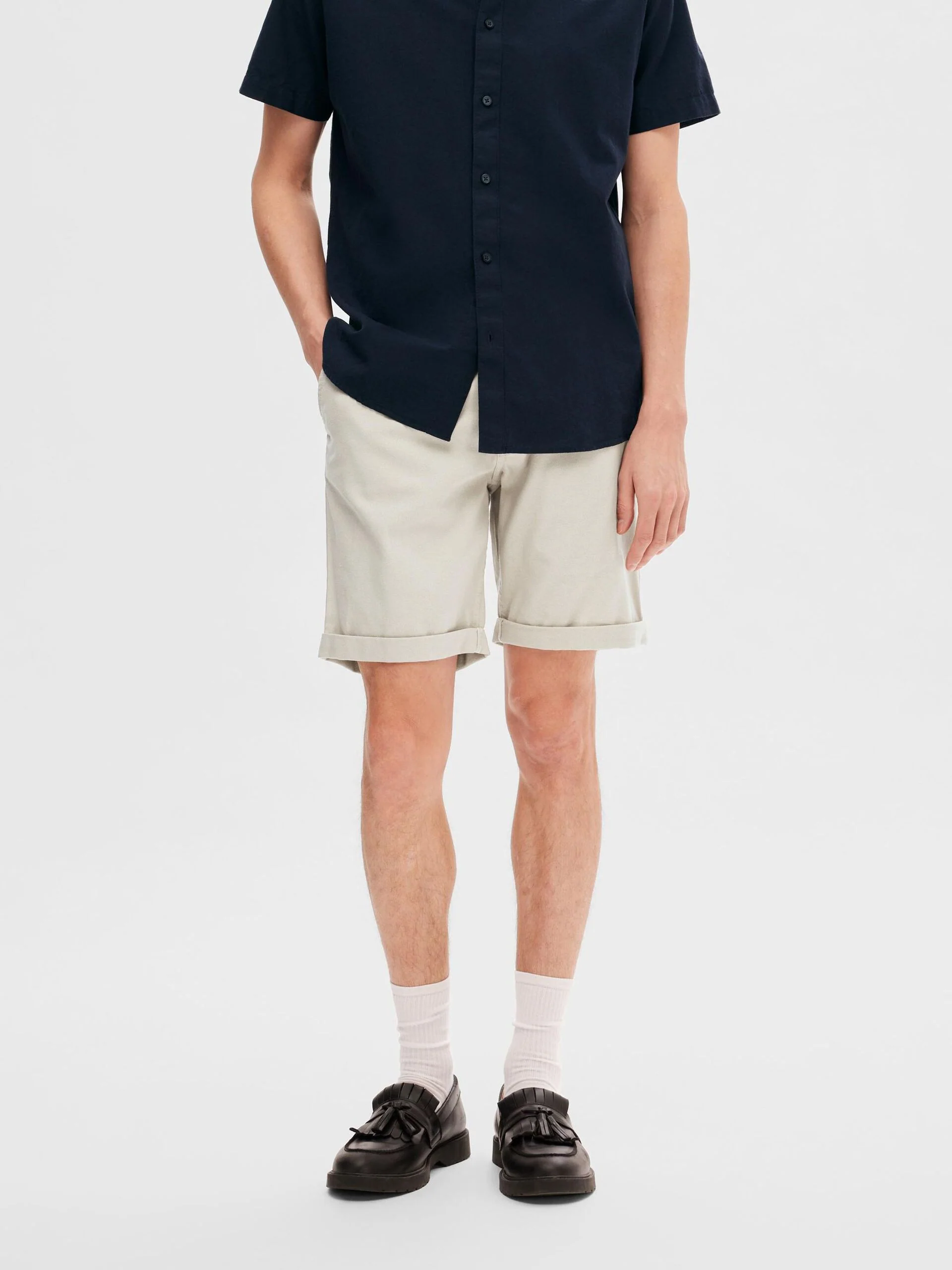 Selected Miesten Shortsit, SLIM LUTON FLEX SHORTS Beige