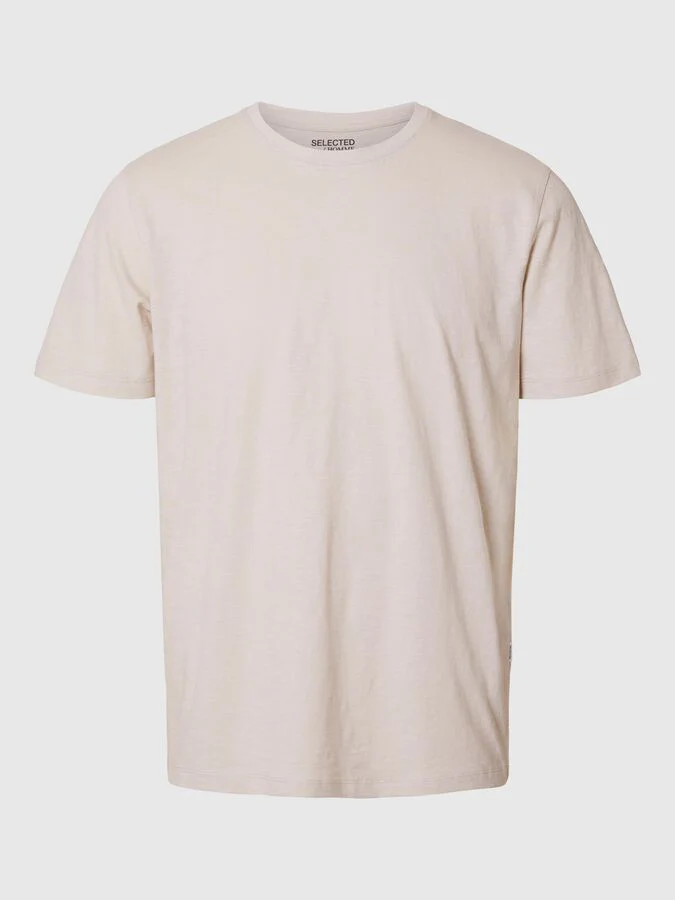 Selected miesten t-paita, ASPEN SLUB SS O-NECK  Beige