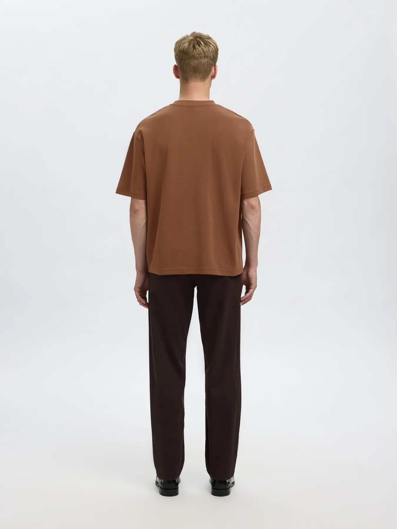 Selected miesten t-paita, LOOSE OSCAR SS O-NECK Soft Silt - Image 2