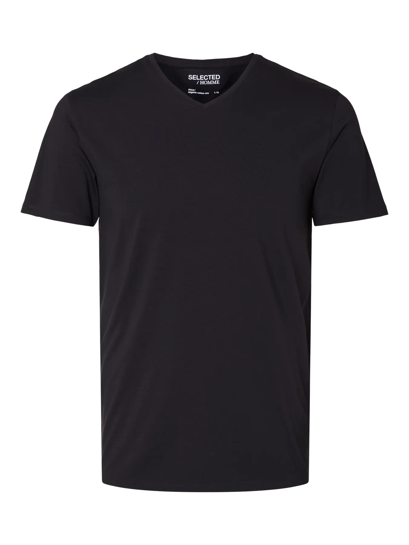 Selected Miesten T-paita, Pima Ss V-neck Black - Image 3