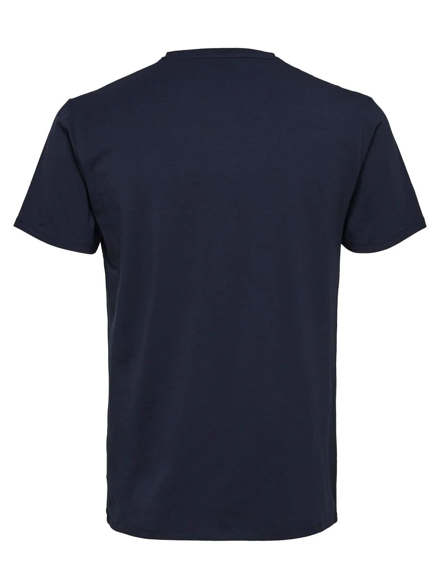 Selected Miesten T-paita, Pima Ss V-neck Tummansininen - Image 3