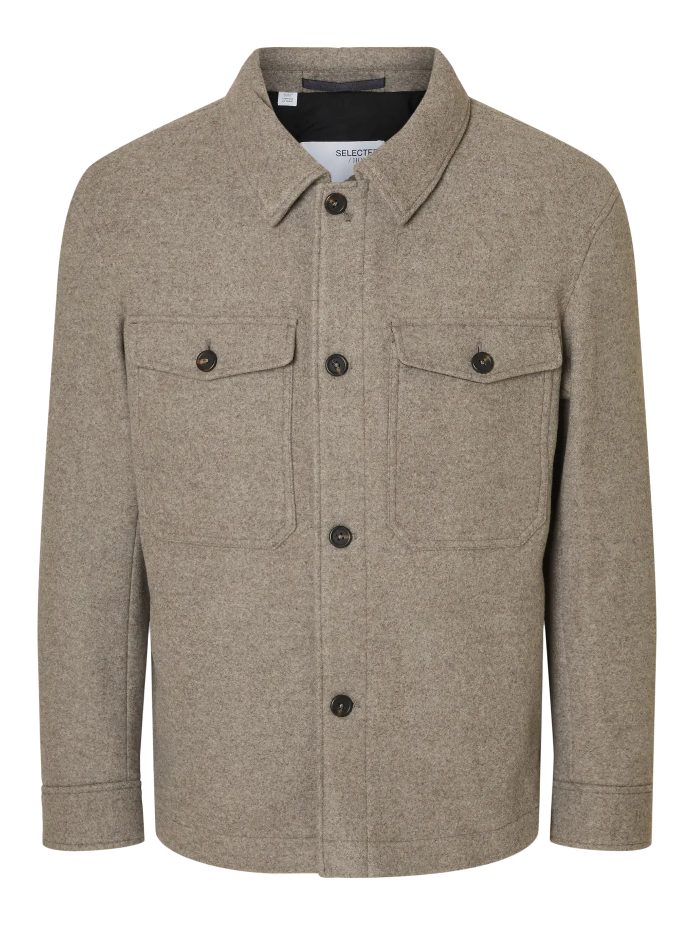Selected miesten takki, SLHMITCH WOOL BLEND SHACKET Deep Taupe - Image 3