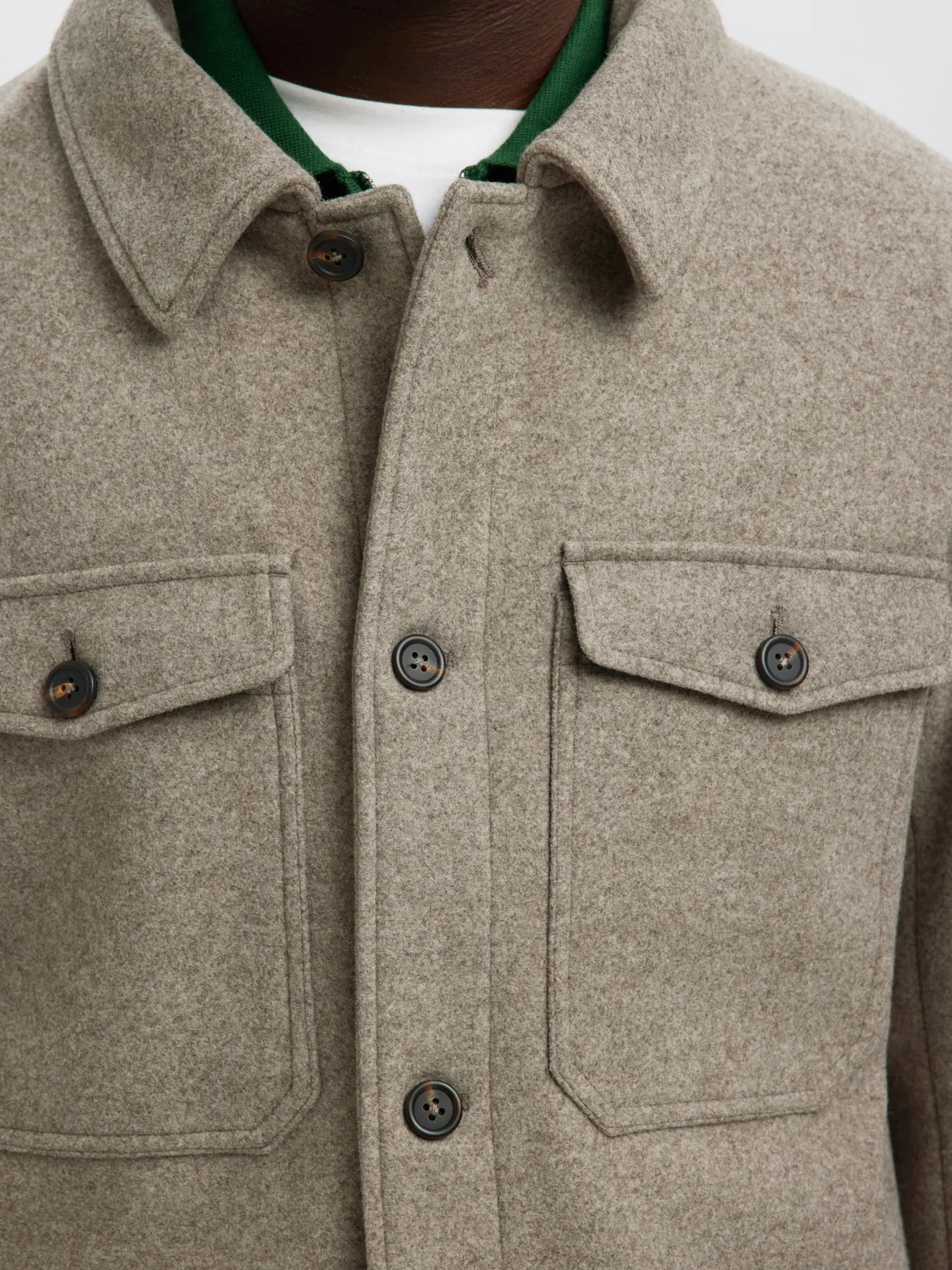 Selected miesten takki, SLHMITCH WOOL BLEND SHACKET Deep Taupe - Image 4