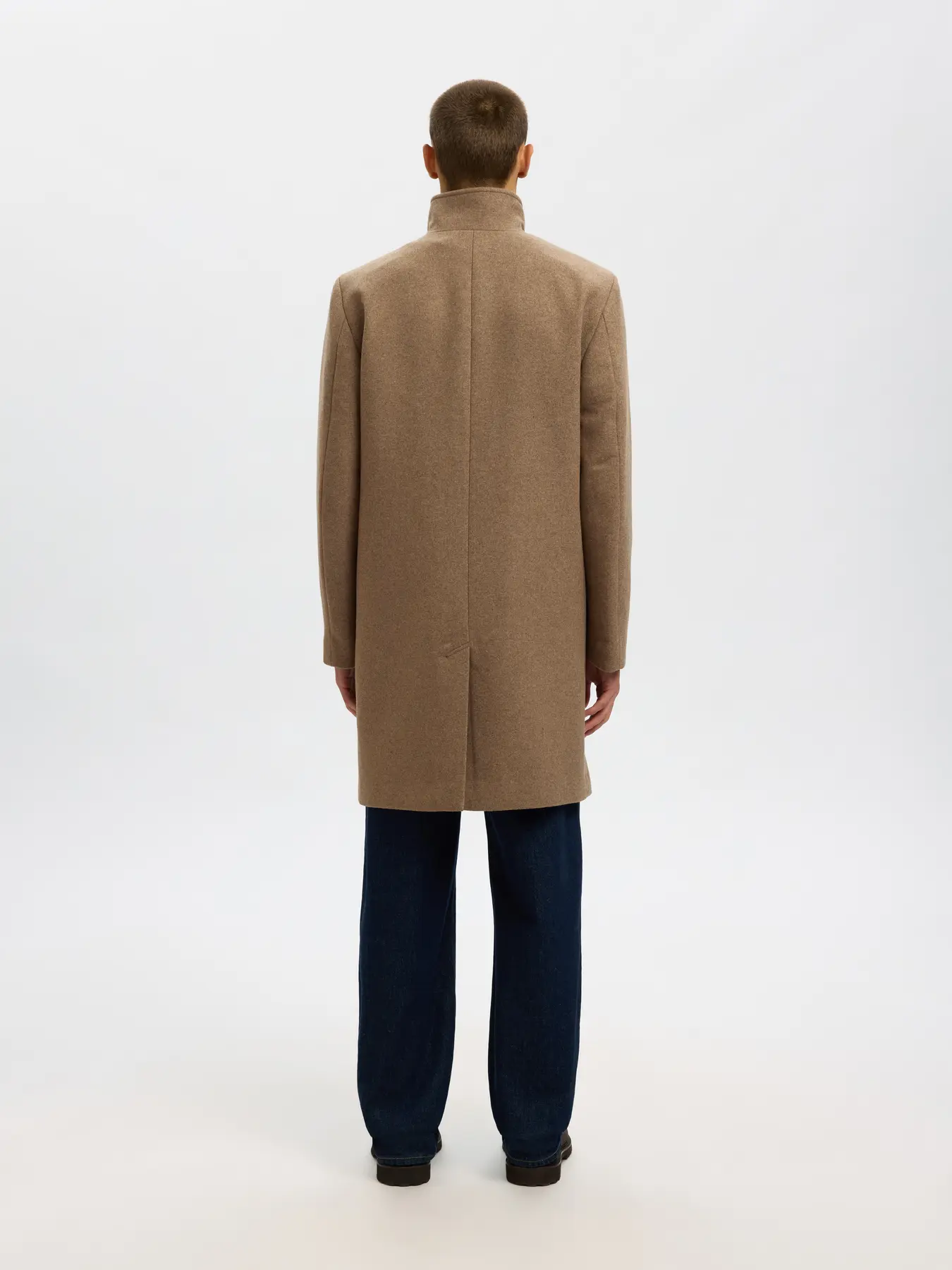 Selected miesten villakangastakki SLHRAINAR Wool Blend Coat, Fallen Rock - Image 2
