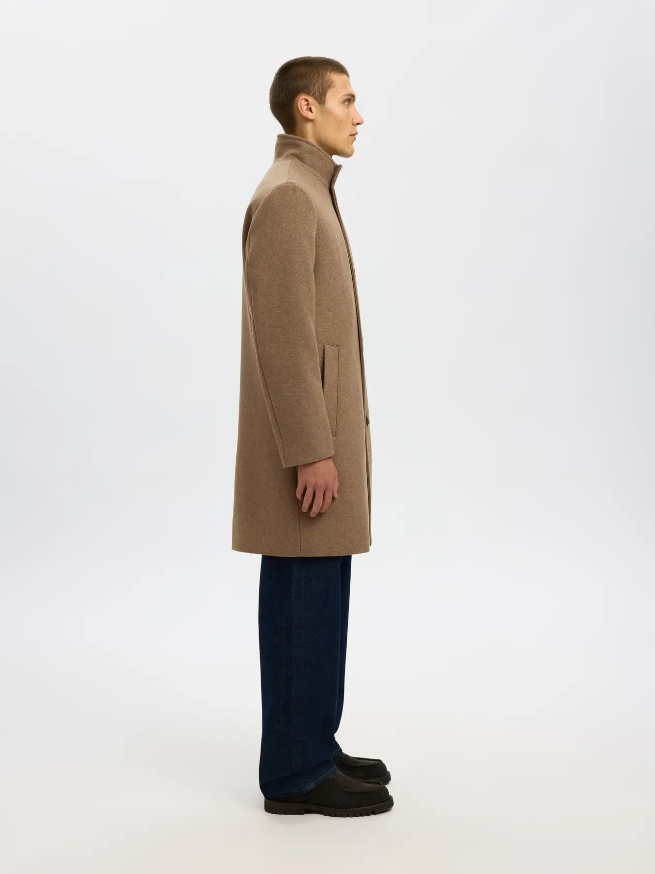 Selected miesten villakangastakki SLHRAINAR Wool Blend Coat, Fallen Rock - Image 5