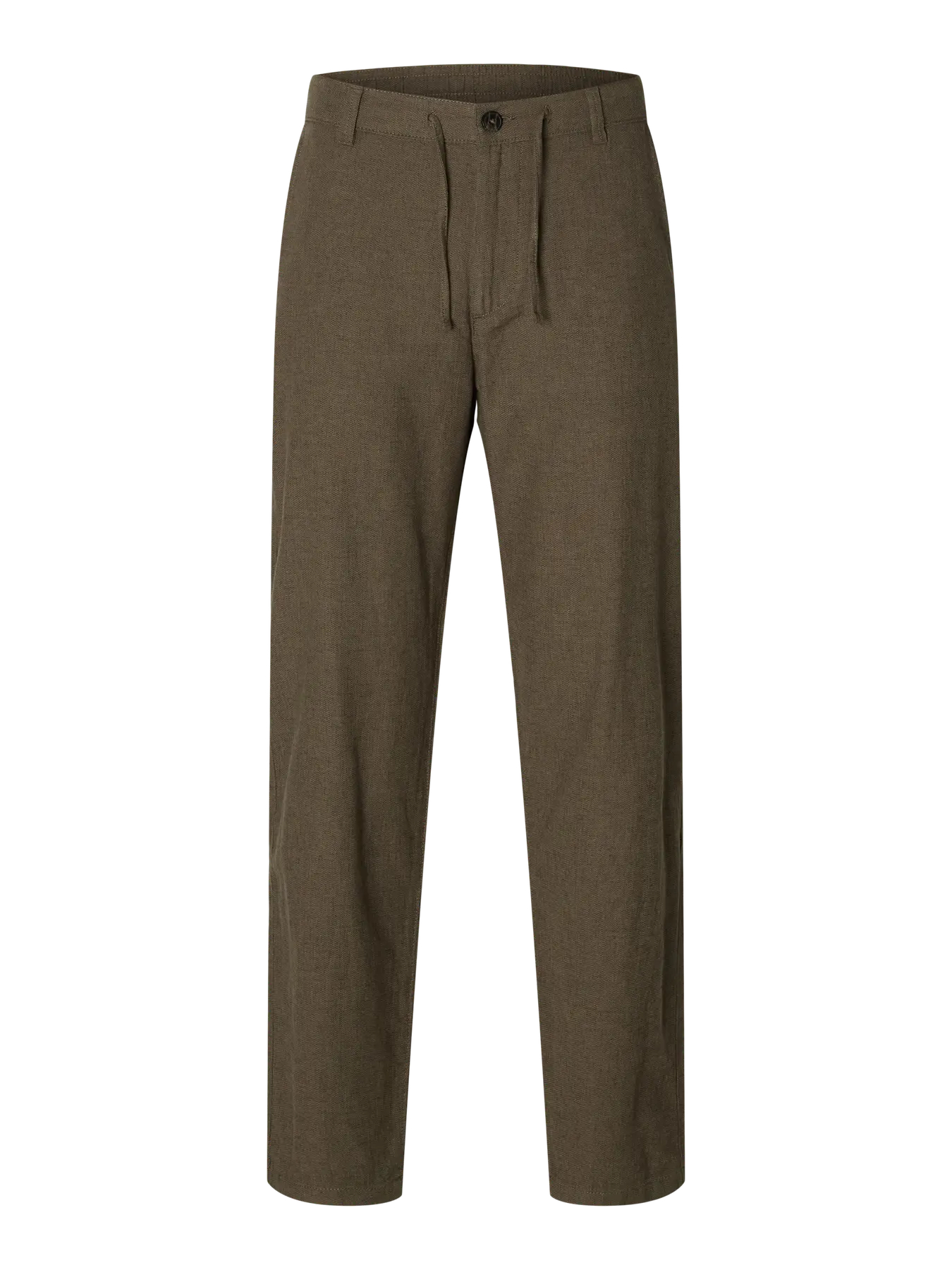Selected pellavahousut, SLIM TAPE BRODY LINEN PANT Forest Night Mixed W. Kal - Image 3