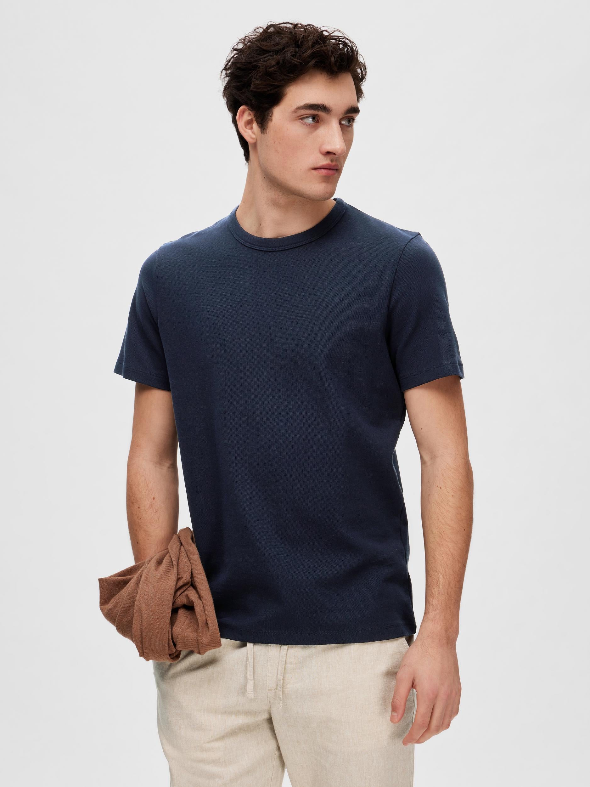 Selected t-paita, JOSEPH PIQUE SS O-NECK Tummansininen - Image 5