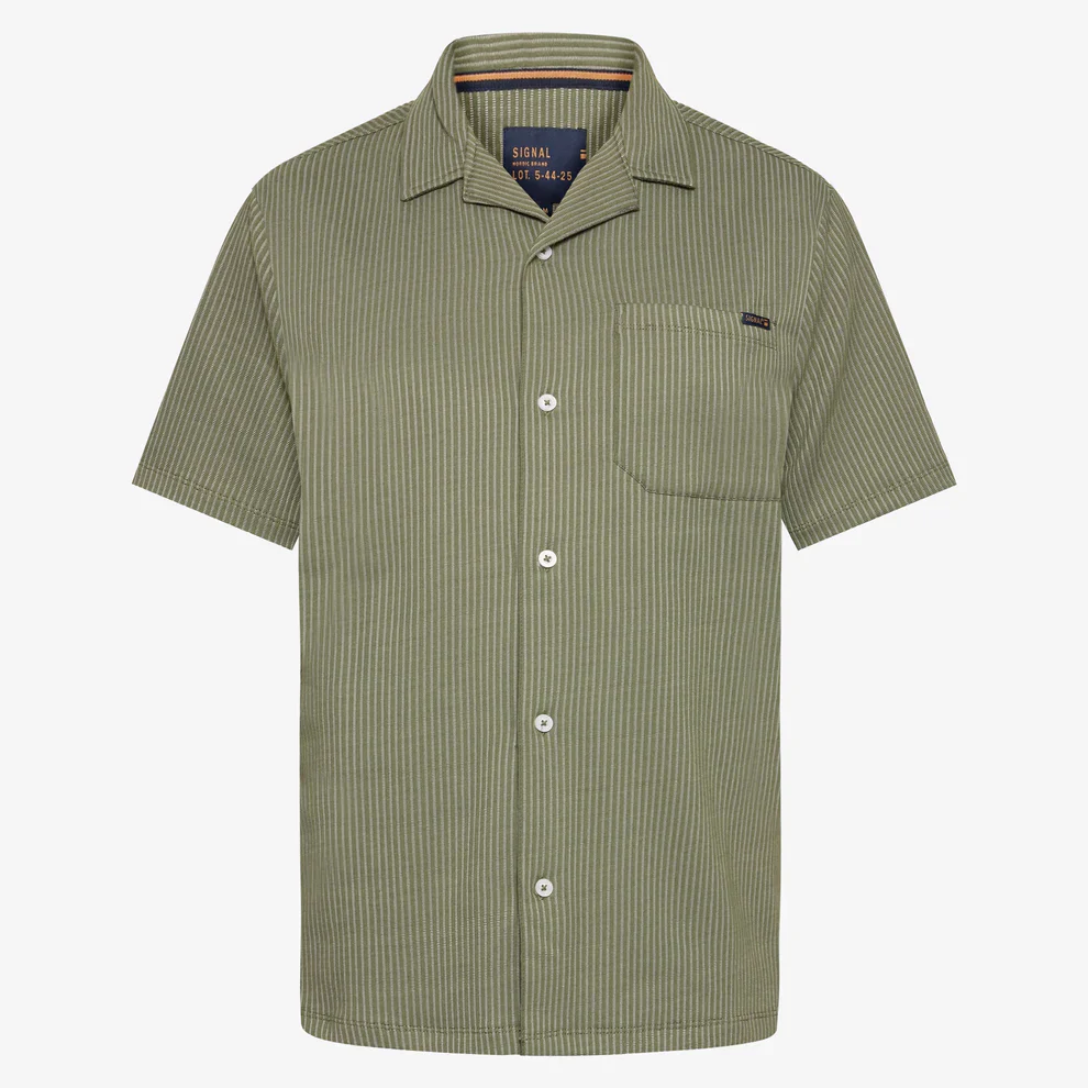 Signal miesten kauluspaita, WILLY SI SHIRT Raidallinen Vihreä - Image 3