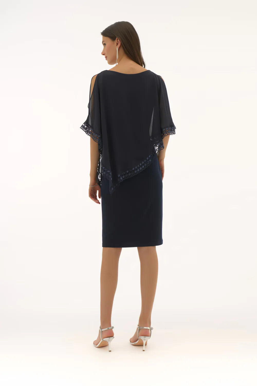 Ribkoff naisten mekko Silky Knit and Shiffon Poncho Dress, tummansininen - Image 2