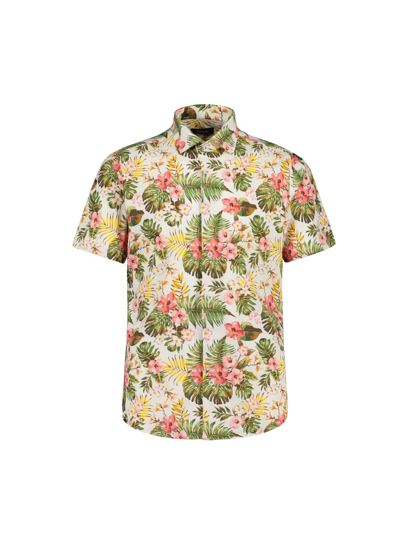 Sinnuu Miesten Kauluspaita, Technical Performance Shirt SS California, Vihreä Monivärinenkuosi