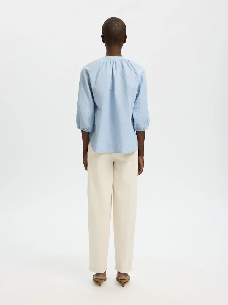 Selected Femme naisten pusero SLFCleo-Alberta Linen Blend Shirt, vaaleansininen - Image 2